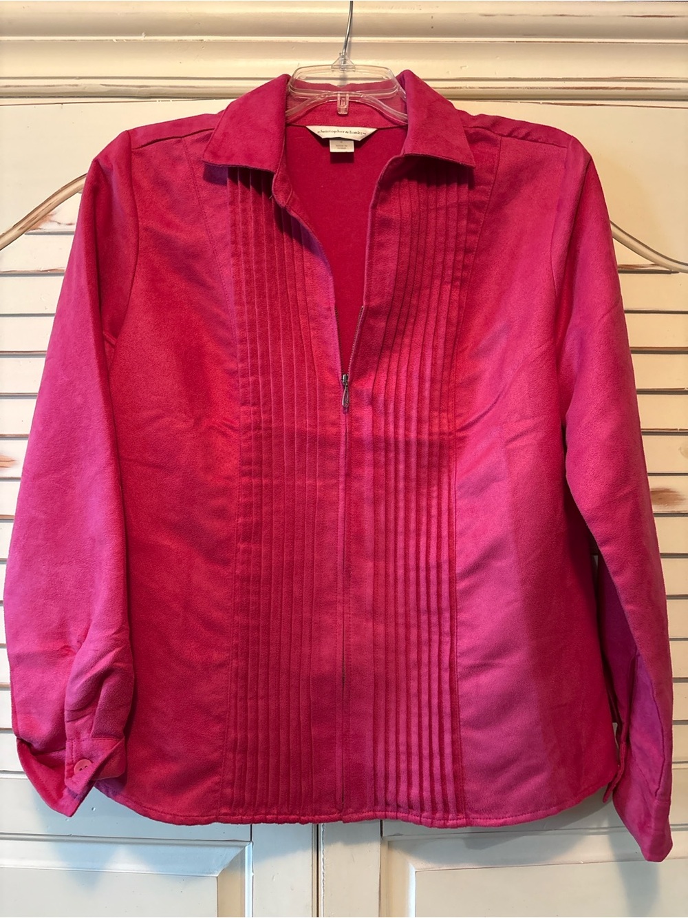 Christopher & Banks Fuchsia Pintuck Button-Front Shirt